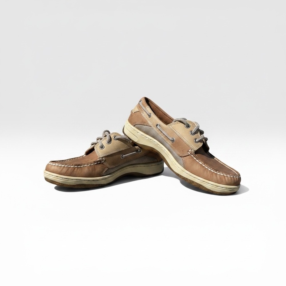Sperry Top-Sider Brown Leather Mesh Boat Shoes Mens 10M Contour System 0195123